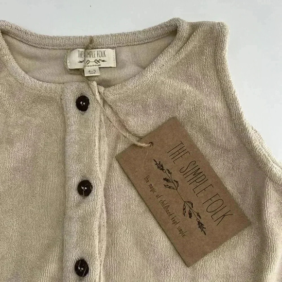 NWT The Simple Folk The Journey Romper Ecru 4/5y Organic Terry cloth - Picture 5 of 14